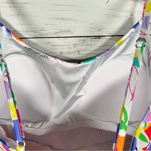 Caribbean Joe Tropical Tiered Tankini Swim Swimwear Bathing Suit Top 16 - Picture 4 of 5